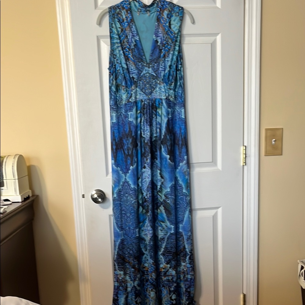 Blue Patterned Maxi Dress